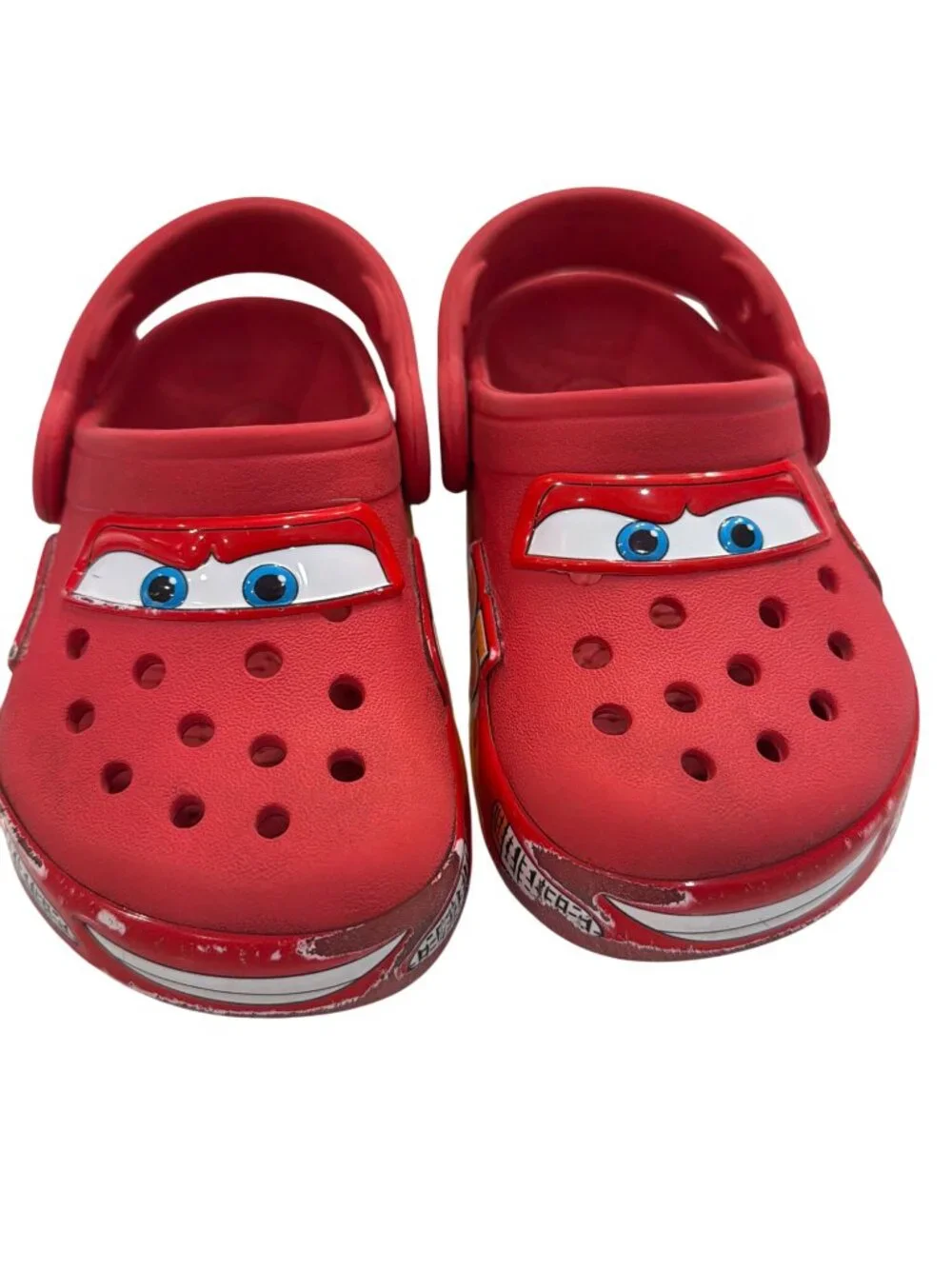 Disney Cars Crocs Kids Red Clogs With Lightning McQueen Design Size C6